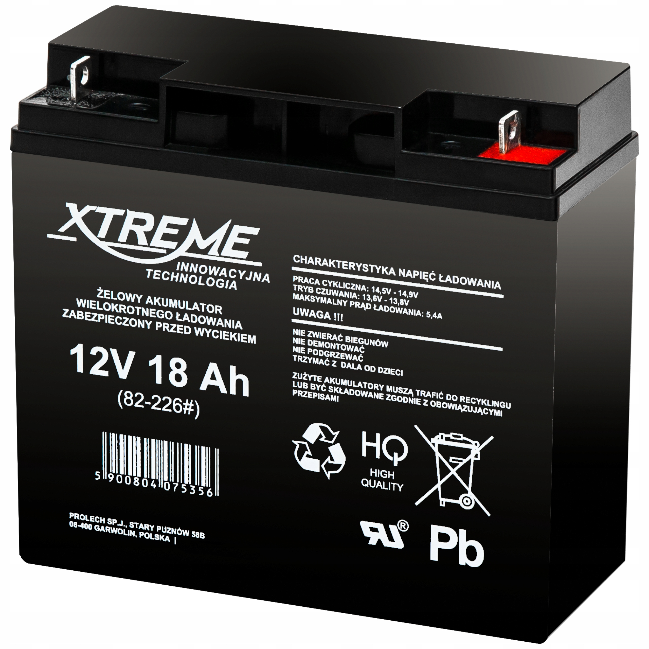 Akumulator żelowy 12V 18Ah 180x165x77mm