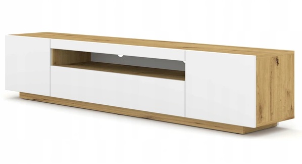 Szafka RTV AURA 200 dąb artisan / biały mat + LED