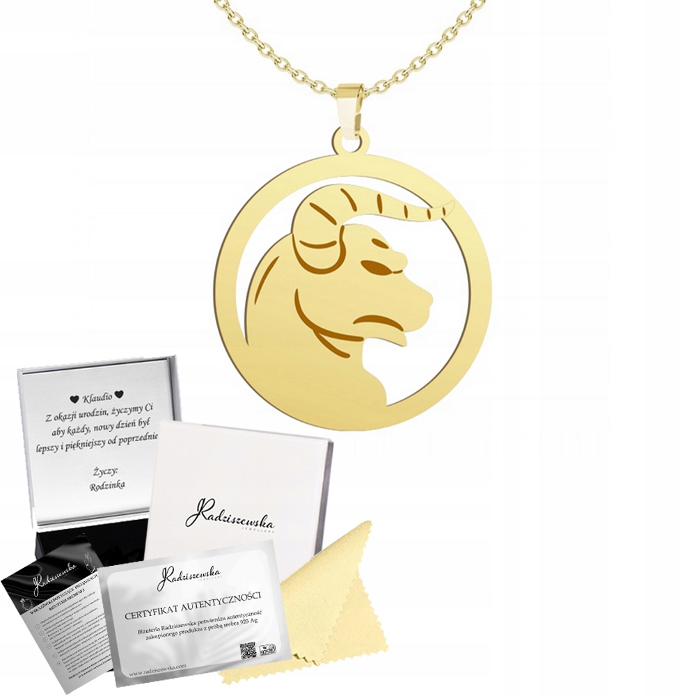 Zlatý Náhrdelník Znamení Zvěrokruhu Býk Řetízek Stříbro 925 Narozeniny Gravírování