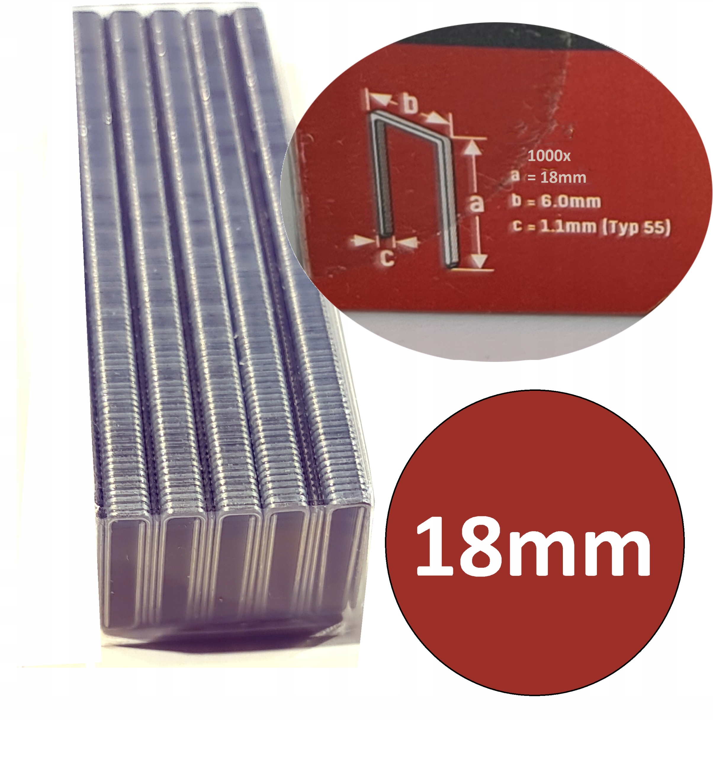 

Zszywki typ 55 do Parkside Pet 25 C3 długość 18 mm