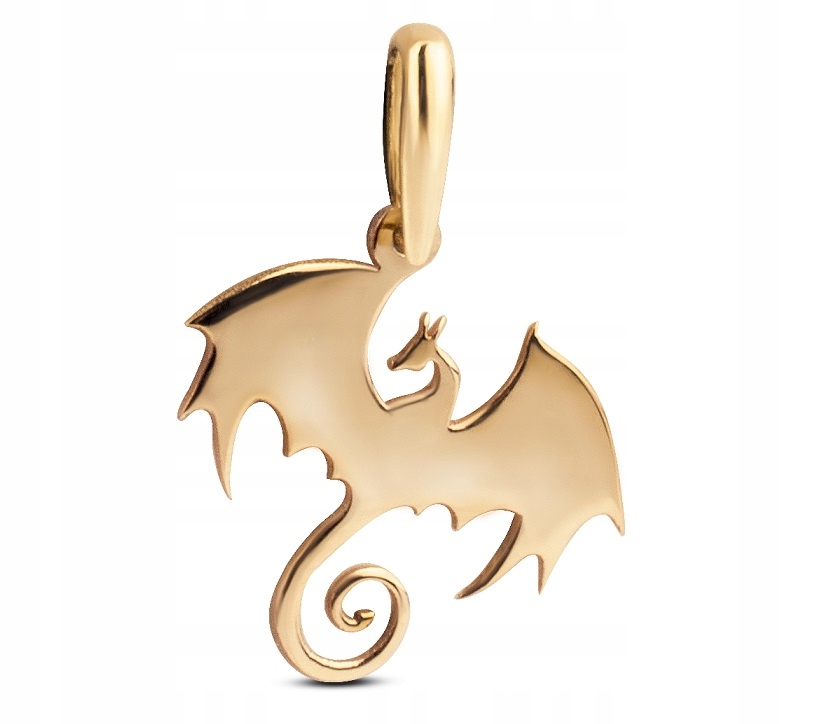 Krásný Klasický Zlatý Přívěsek Drak Dragon 14KT 585