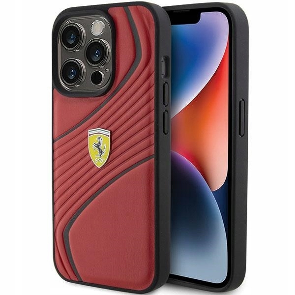 Pevný kryt Ferrari FEHCP15LPTWR pro iPhone 15 Pro 6,1" červený/červený Twist Metal L