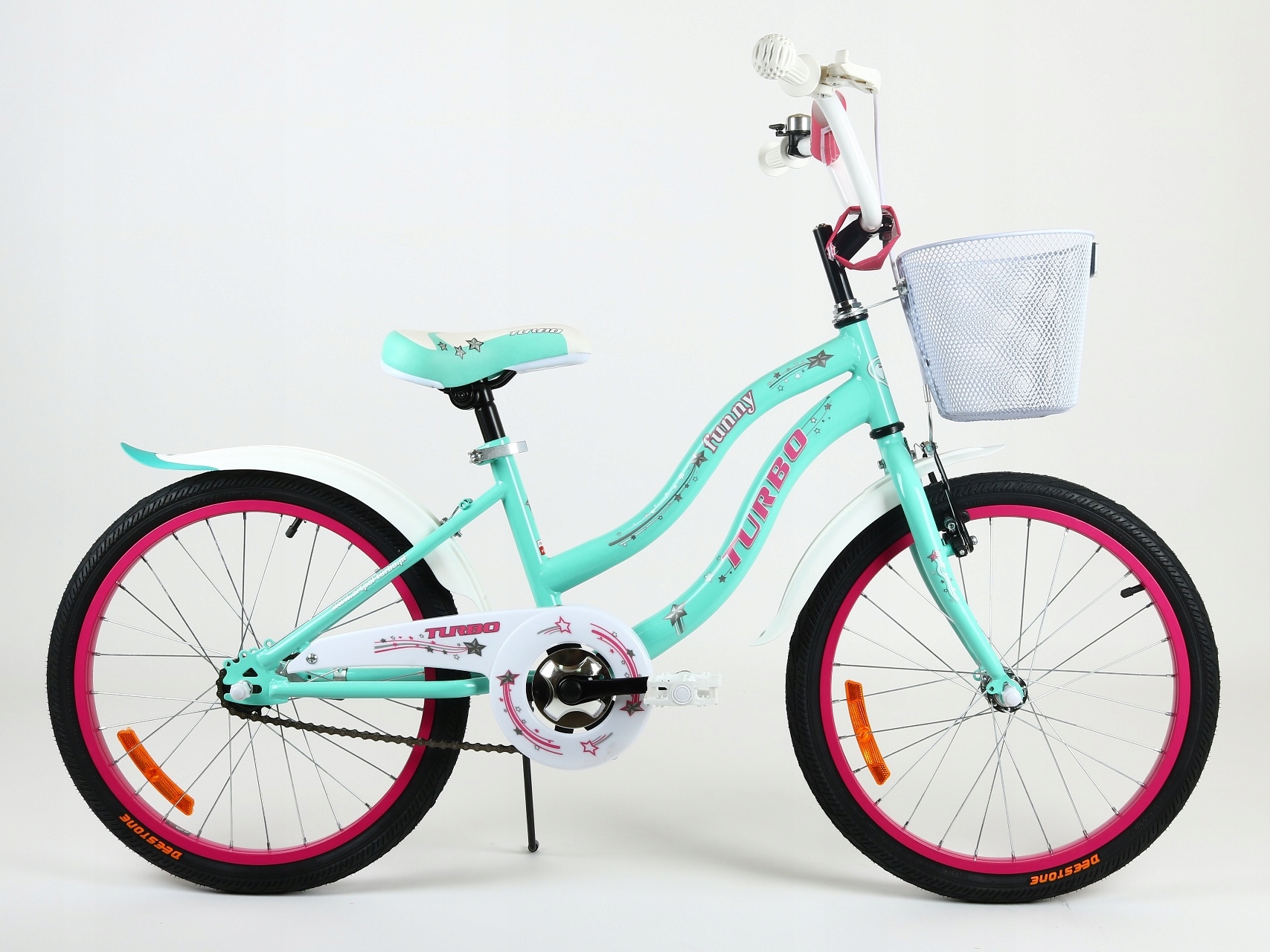 Polski Rower Dziecięcy 20 cali Funny Rowerek dla Dziewczynki koszyk stopka