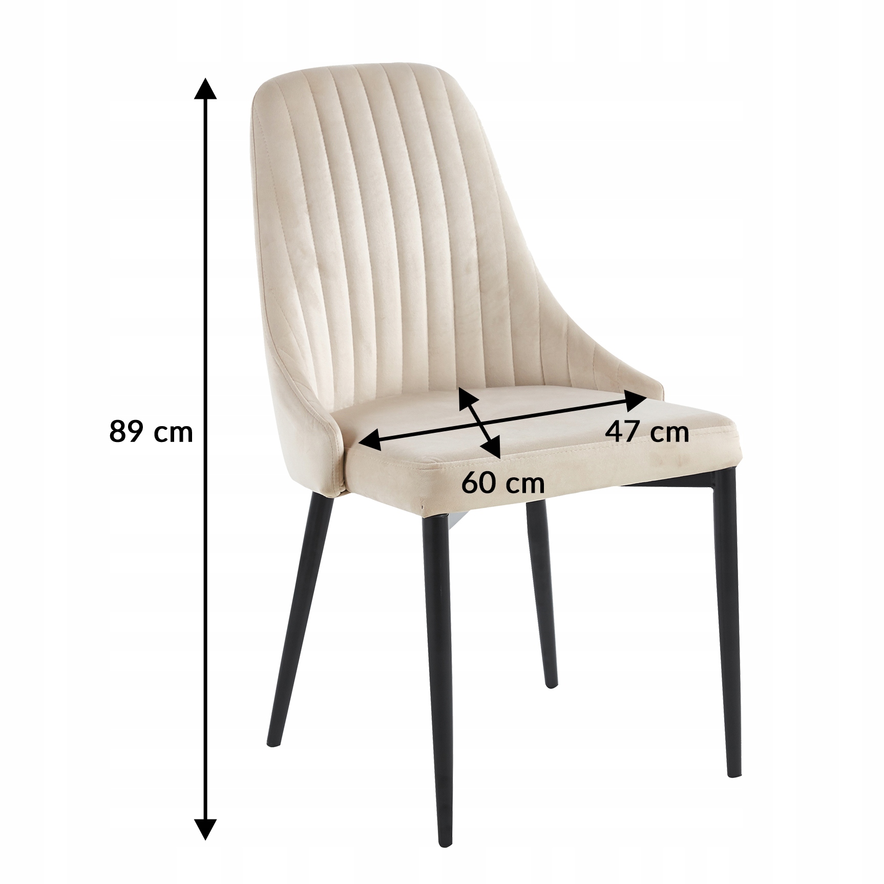 KRZESŁO TAPICEROWANE WELUROWE STYLOWE NOWOCZESNE GLAMOUR SZARY Szerokość mebla 49 cm