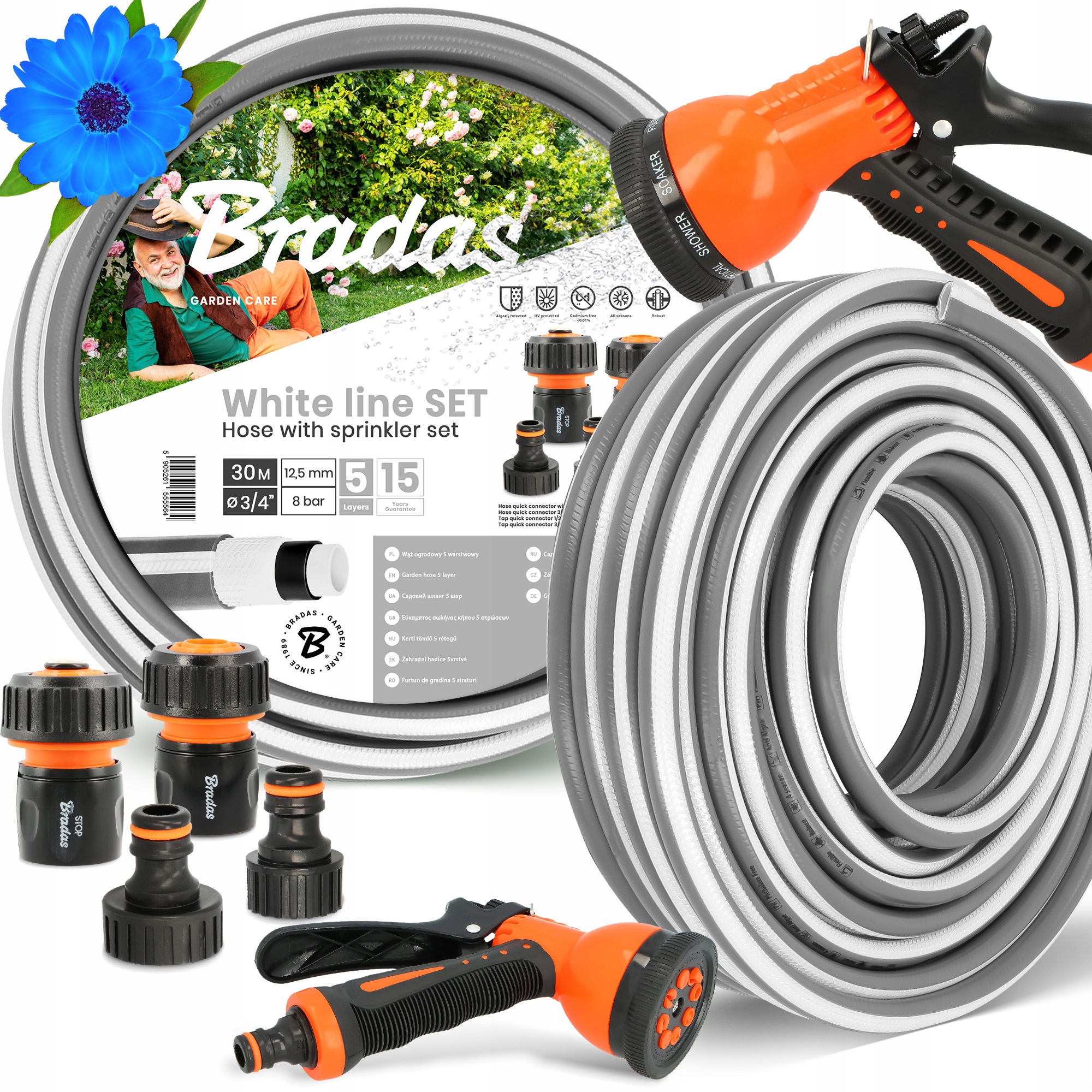 Záhradná Hadica 3/4 Vody Zvinovací zavlažovač 30 m Šlauf 5-VRSTVOVÝ Zbroj Yo