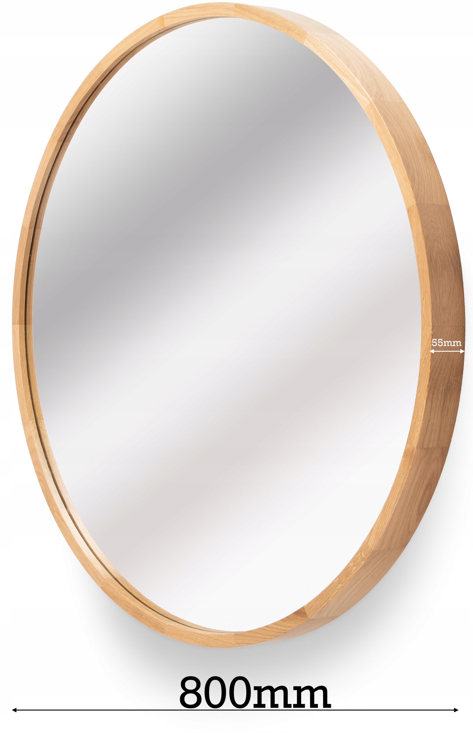 LUSTRO W DREWNIANEJ RAMIE OKRĄGŁE ŚCIENNE ŚR.800MM DREWNO DĄB DUŻE PIĘKNE Szerokość 800 mm