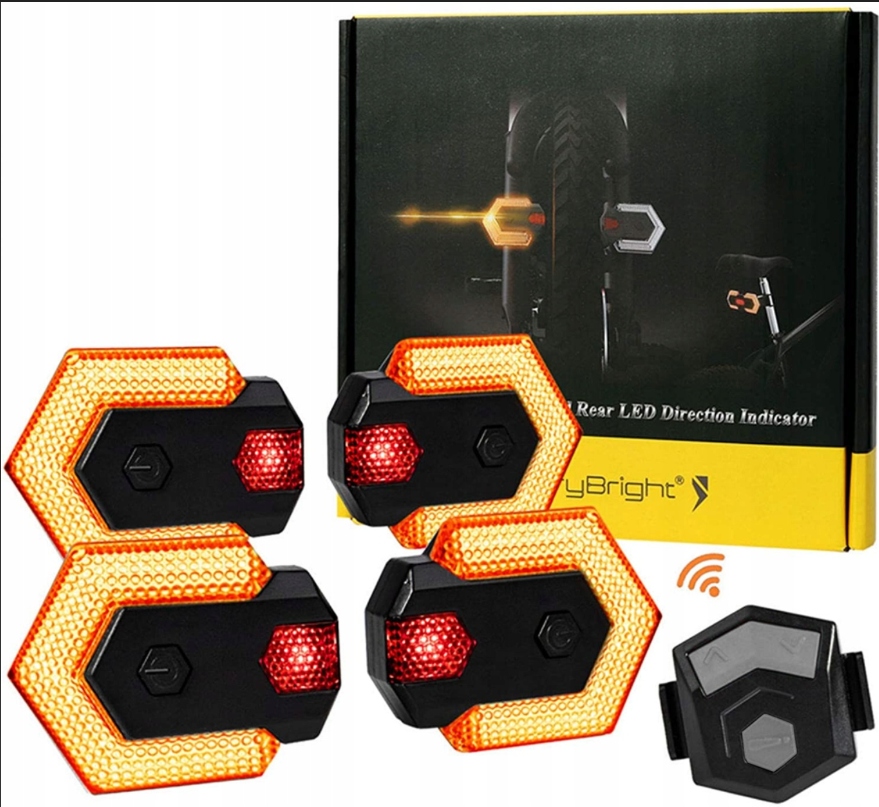 KIERUNKOWSKAZY LED 4 SZT LAMPKI TYŁ PRZÓD HULAJNOGI ROWEROWE BEZPRZWODOWE