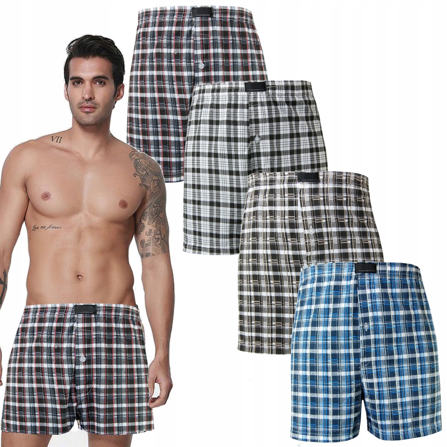 

4x Bokserki Luźne Męskie 100% Bawełniane XL