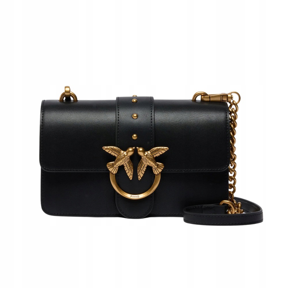 Pinko Černá psaníčko Love One Mini St. Cl Vitello Seta