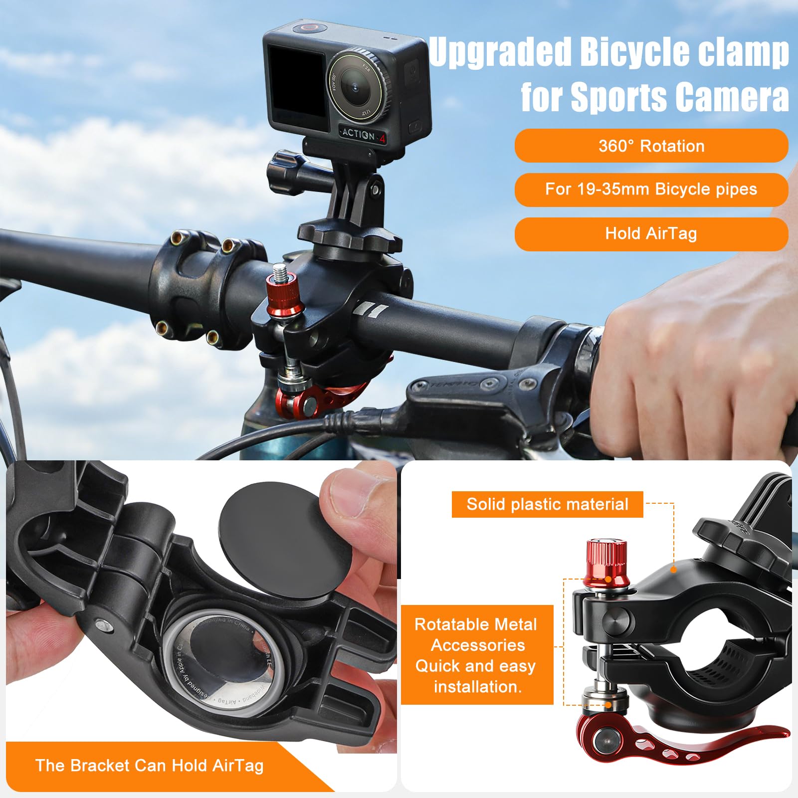 Uchwyt Na Kierownicę Roweru Motocykla Do Kamer DJI GoPro Insta360 SYACHI — miniatura 6