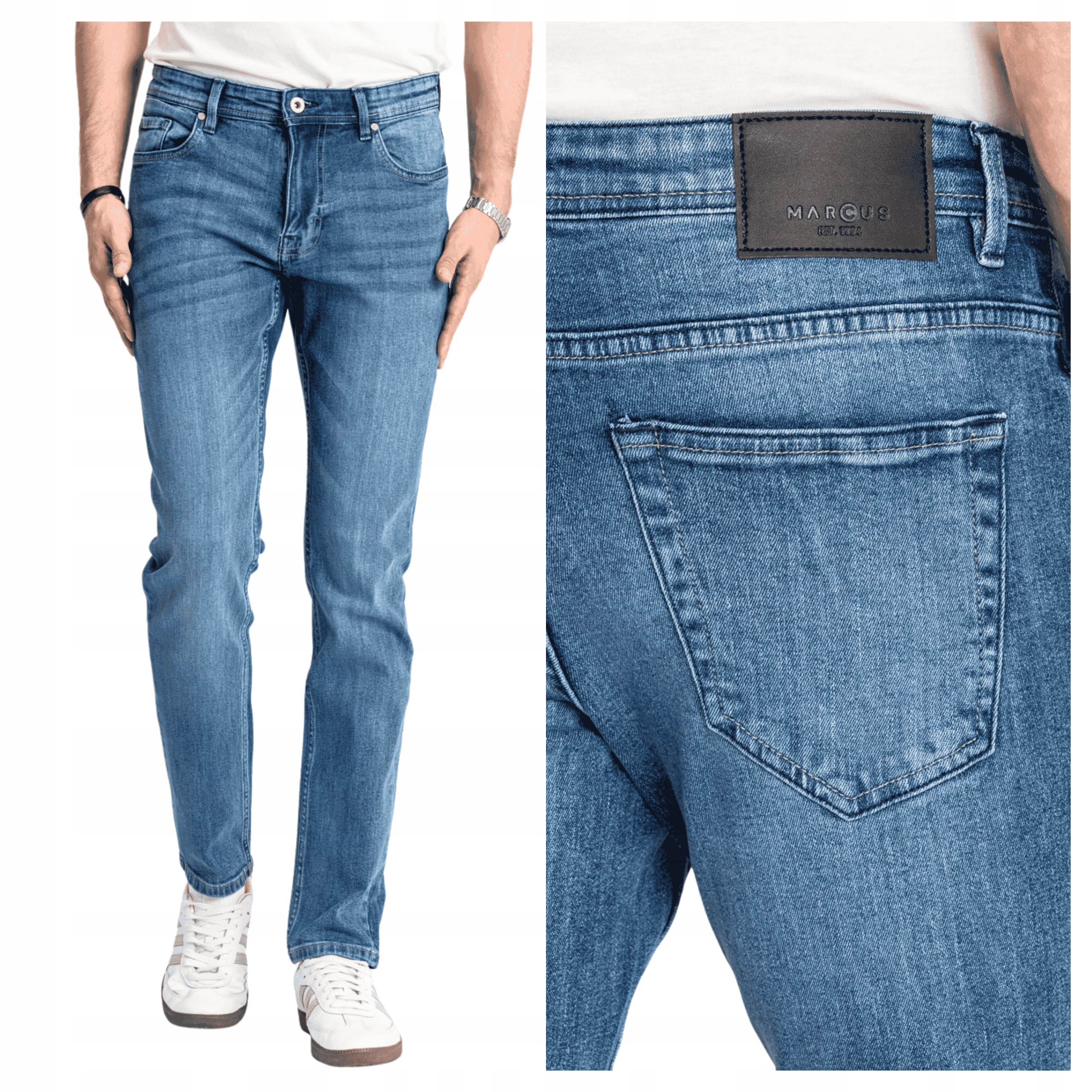 Marcus Felix Pánské džínové kalhoty Straight Fit Blue Used W32 L32