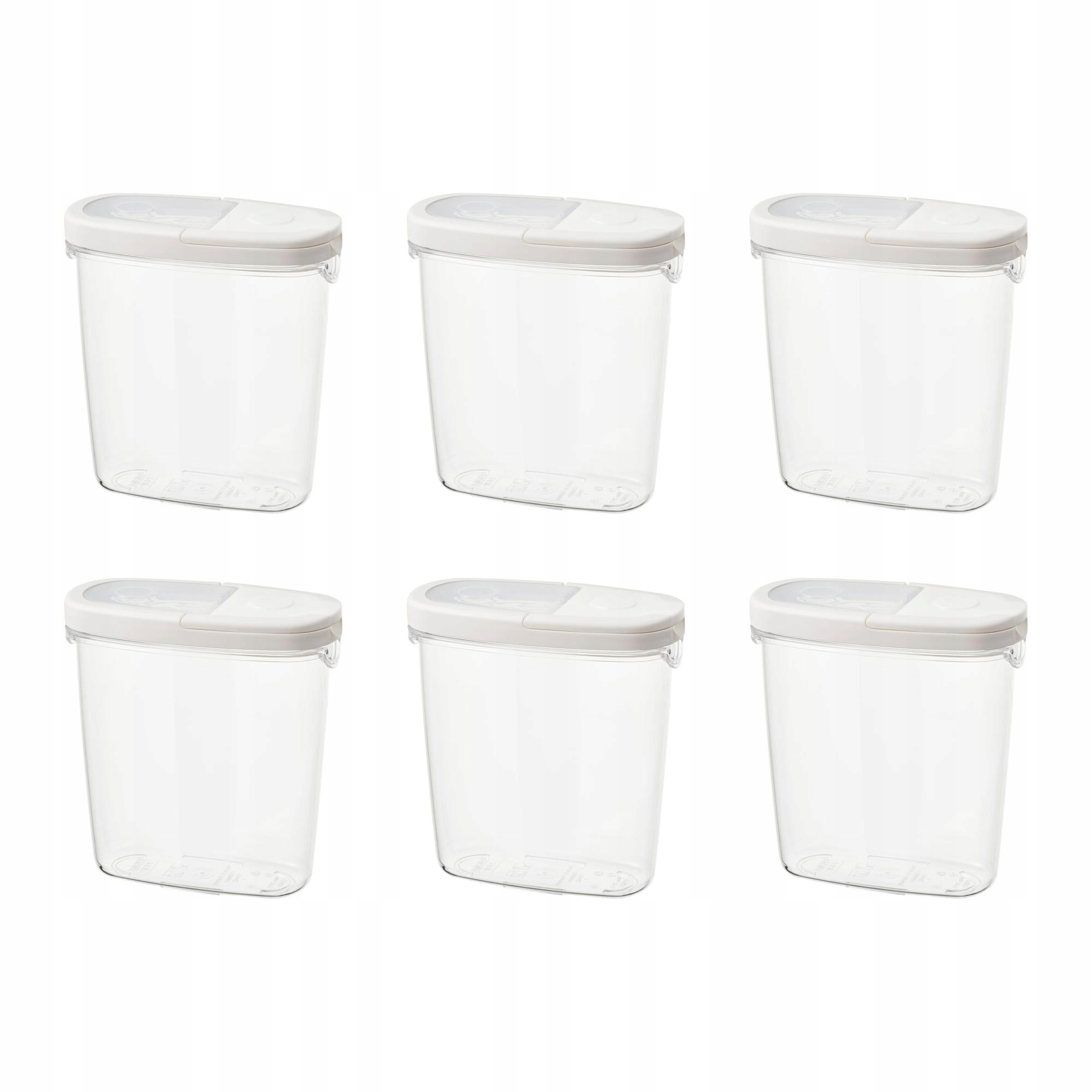 6 ks Nádoba na suché potraviny Ikea 365+ 1.3 l průhledný bílá
