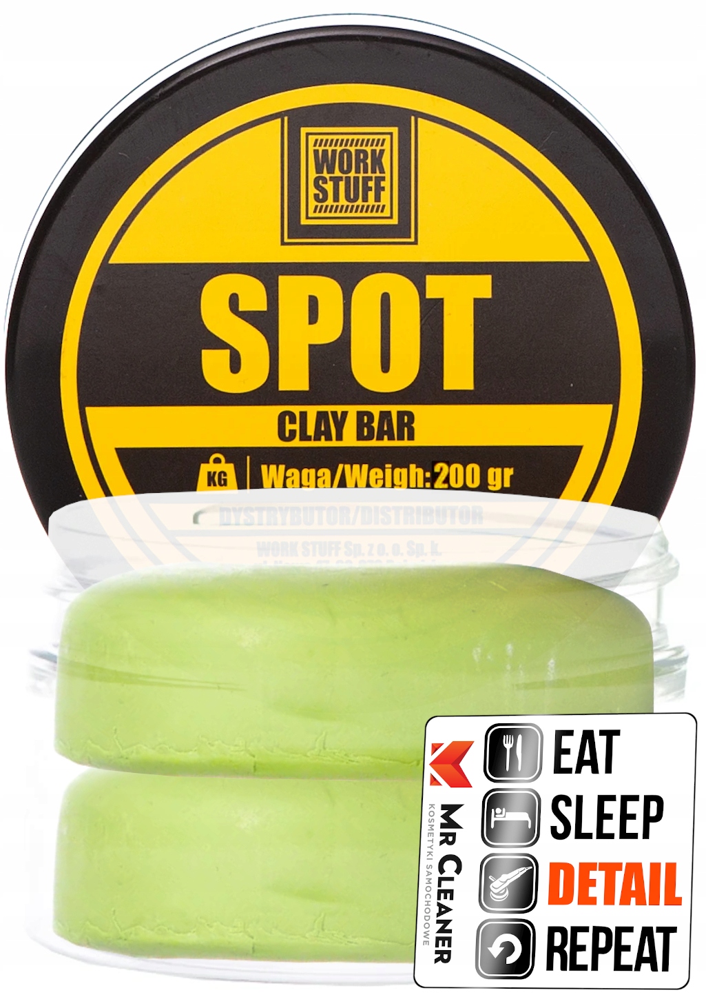 WORK STUFF SPOT CLAY BAR ŚREDNIA GLINKA DO GLINKOWANIA LAKIERU AUTA 200 G Numer katalogowy producenta WS093