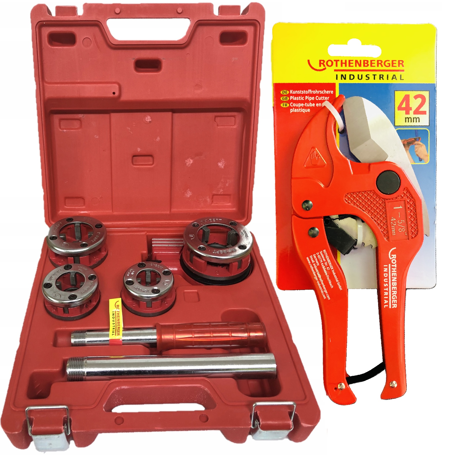 Rothenberger Industrial Gwintownica do rur zestaw 1/2"-1 1/4" Obcinak Pcv