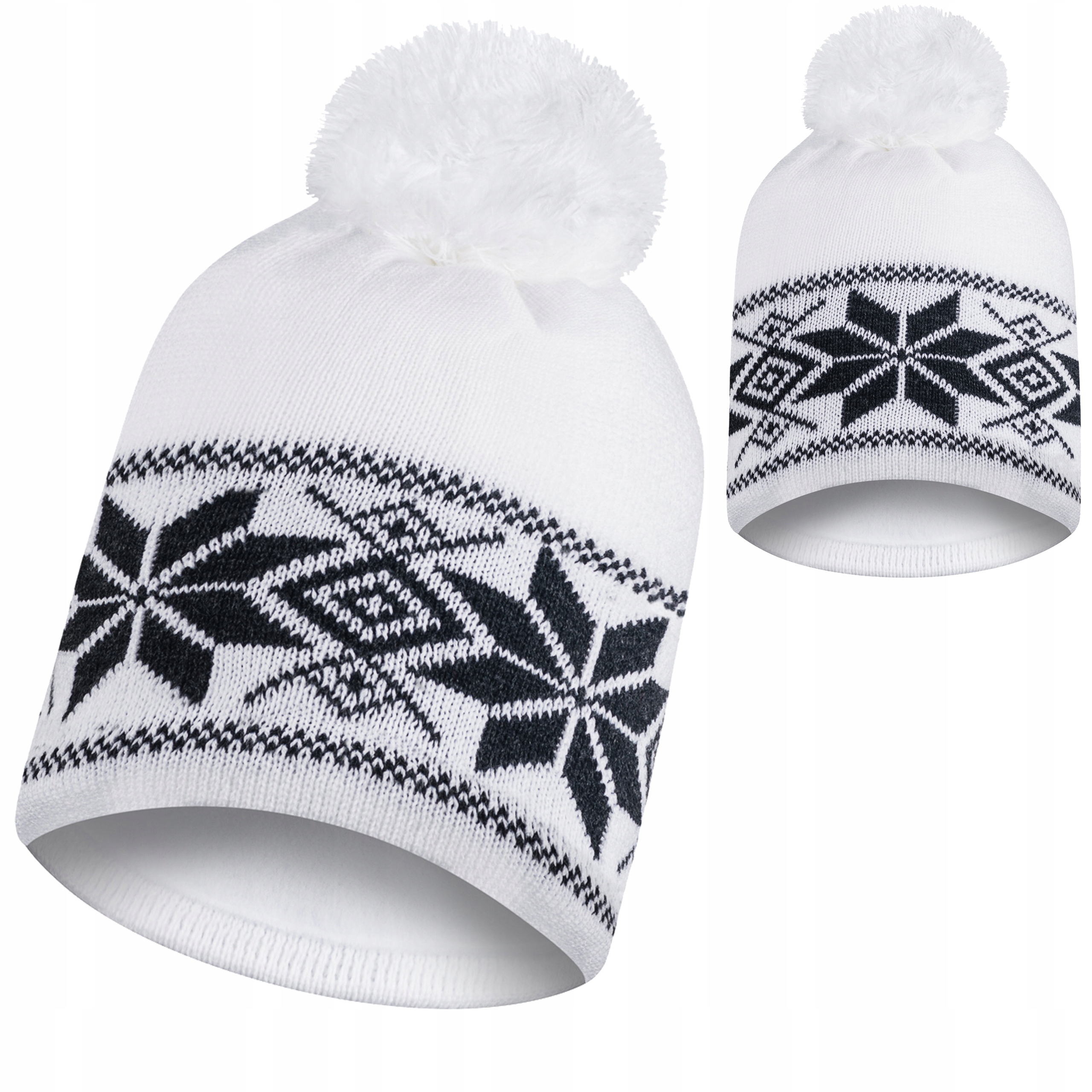 

Czapka zimowa biały z pomponem polar termoaktywny