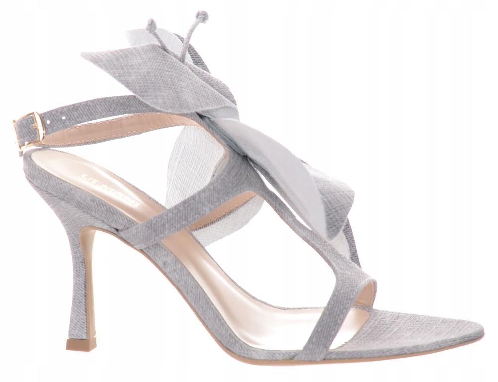 Ulmani dámské šedé kožené sandály na vysokém podpatku s ozdobou 37