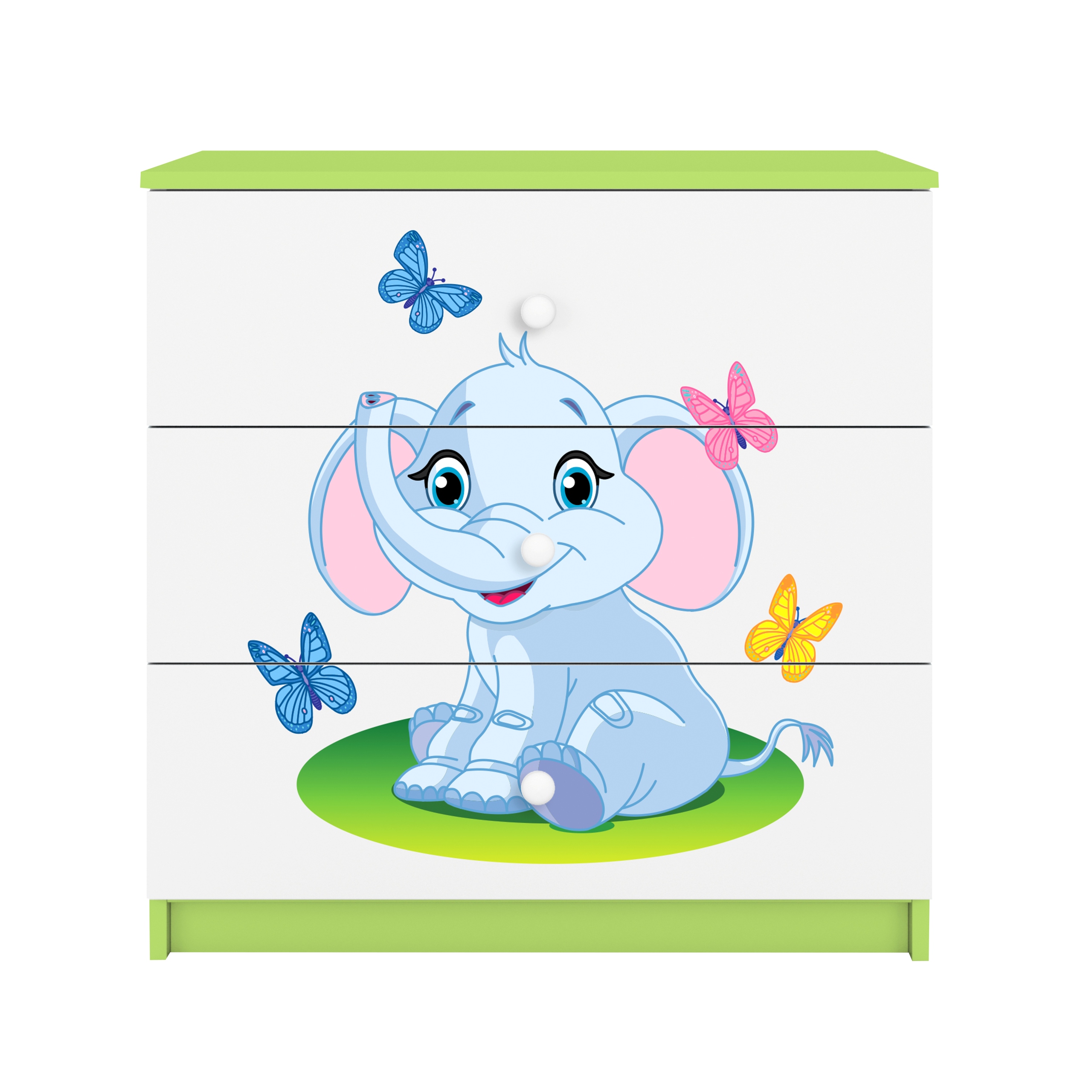 Komoda Babydreams zelená grafika slon 80 cm