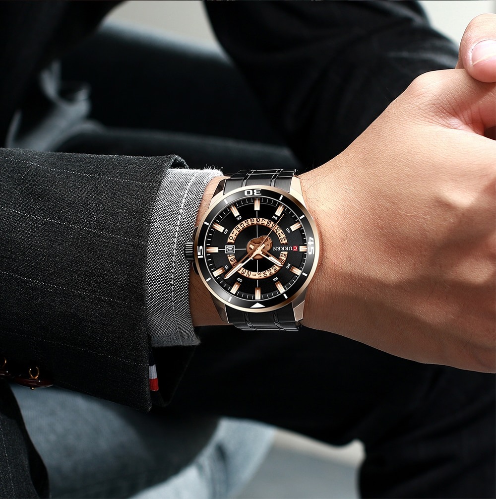 FÉRFI KARÓRA CURREN KLASSZIKUS ELEGÁNS ACÉL DÁTUMKIJELZŐ 5 SZÍN AJÁNDÉK Termék tömege egységcsomagolással együtt 0.142 kg