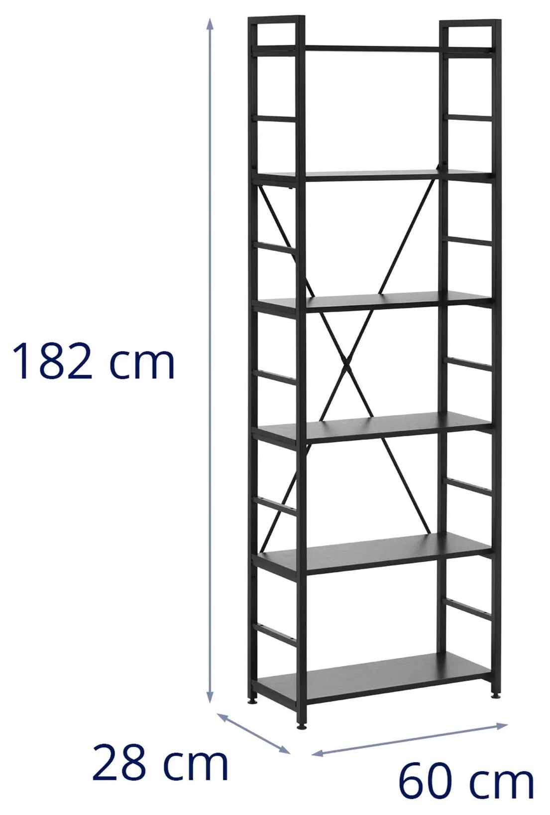 Regał na książki 6 półek czarny 28x60x182 Fromm&Starck STAR_BC_11 10260382