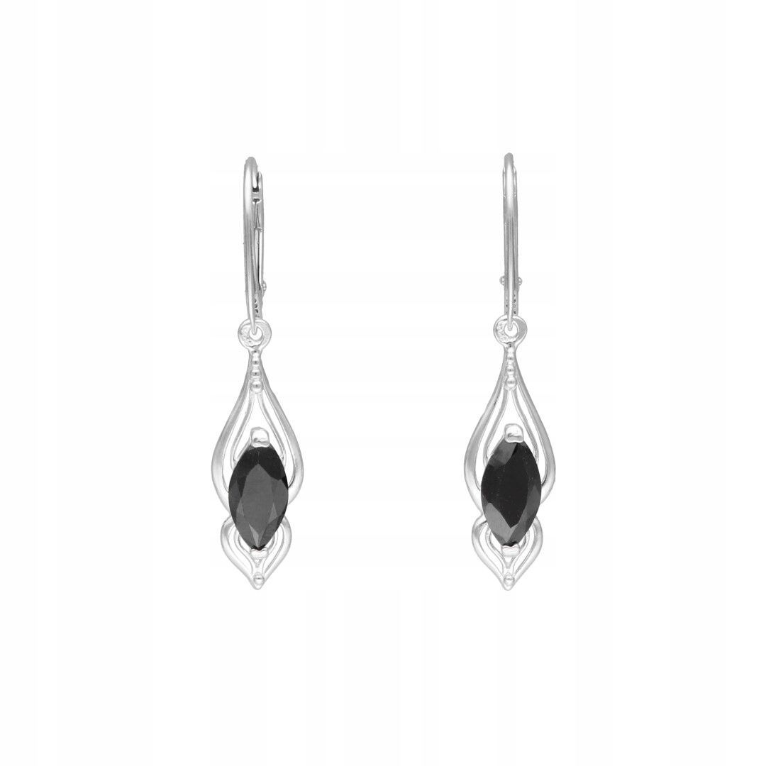 Náušnice s černými zirkony a slzami stříbro