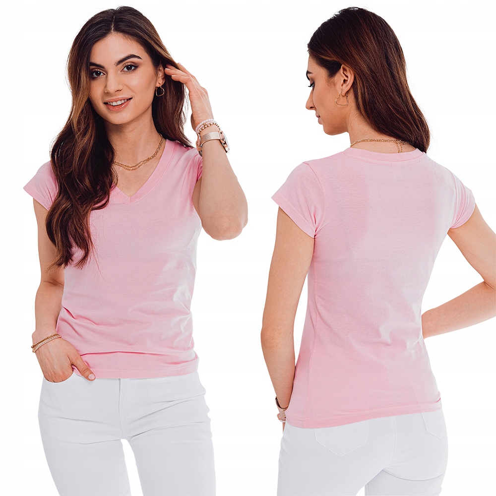

T-shirt damski basic 002SLR jasnoróżowy XXL