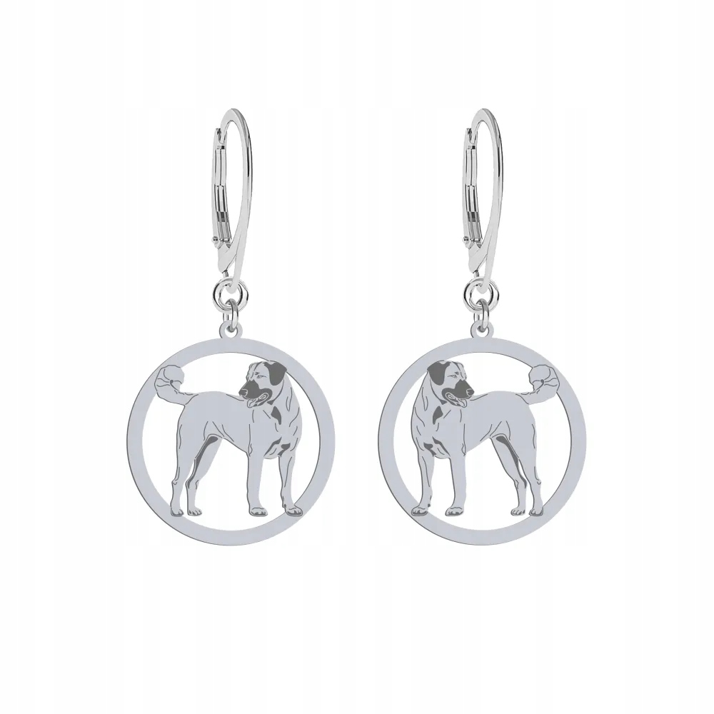 Stříbrné Náušnice se psem Kangal 925 Šperky Žena Dárek Gravírování Bonus