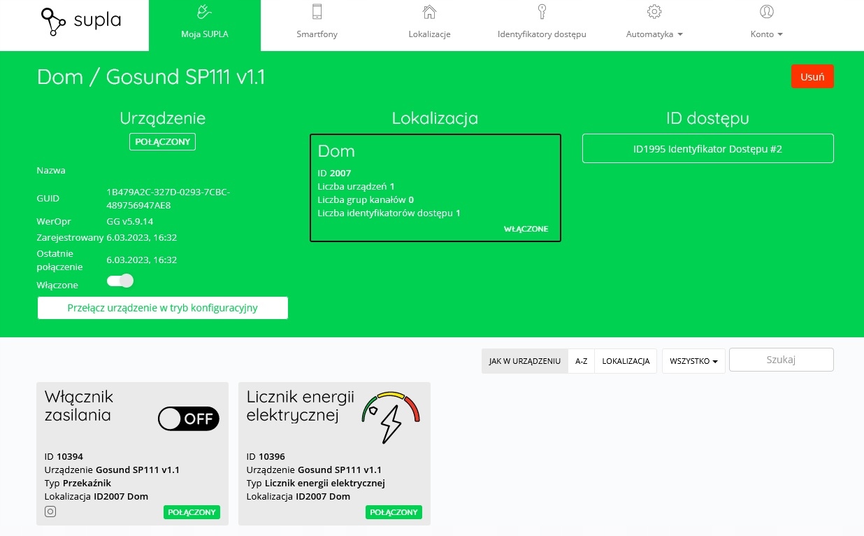 GNIAZDKO WIFI SUPLA Licznik Energii Gosund SP111 + Kalibracja Seria SP111