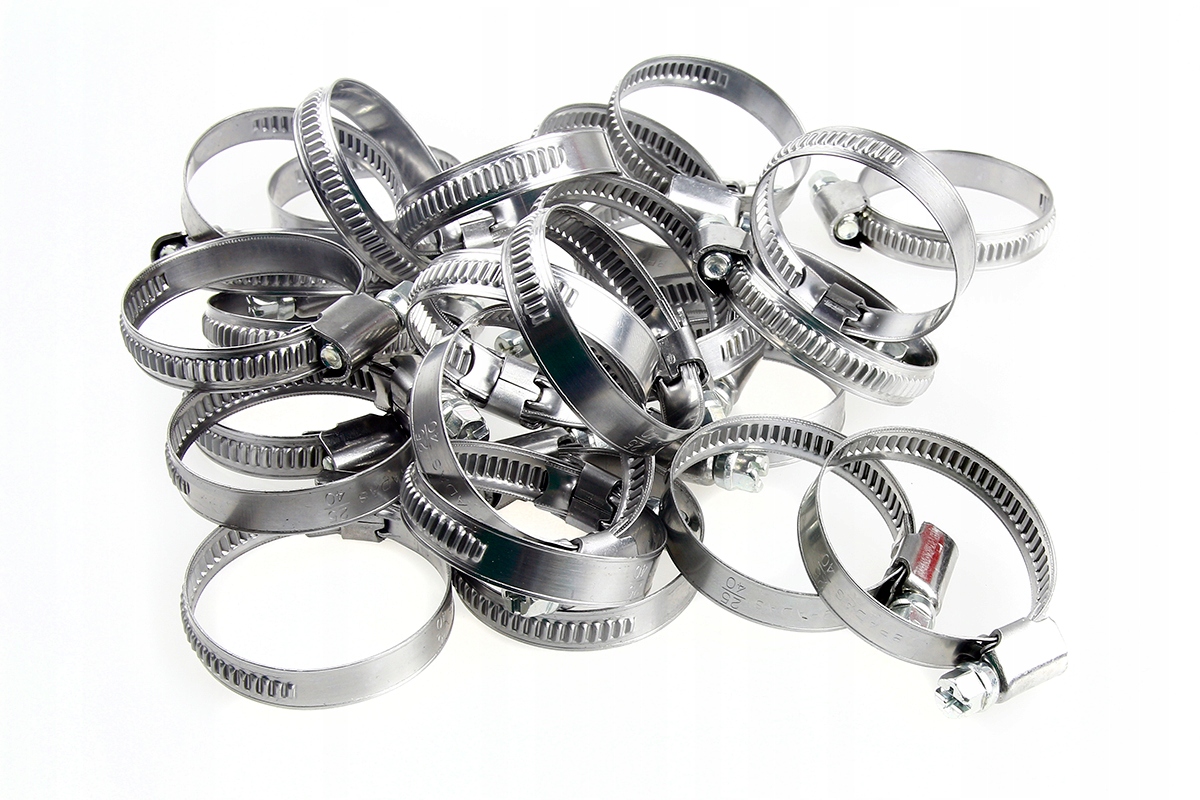 OPASKI ZACISKOWE REGULOWANE na rurę NIERDZEWNE 25mm - 40mm OBEJMY 10szt Marka Rolmarket