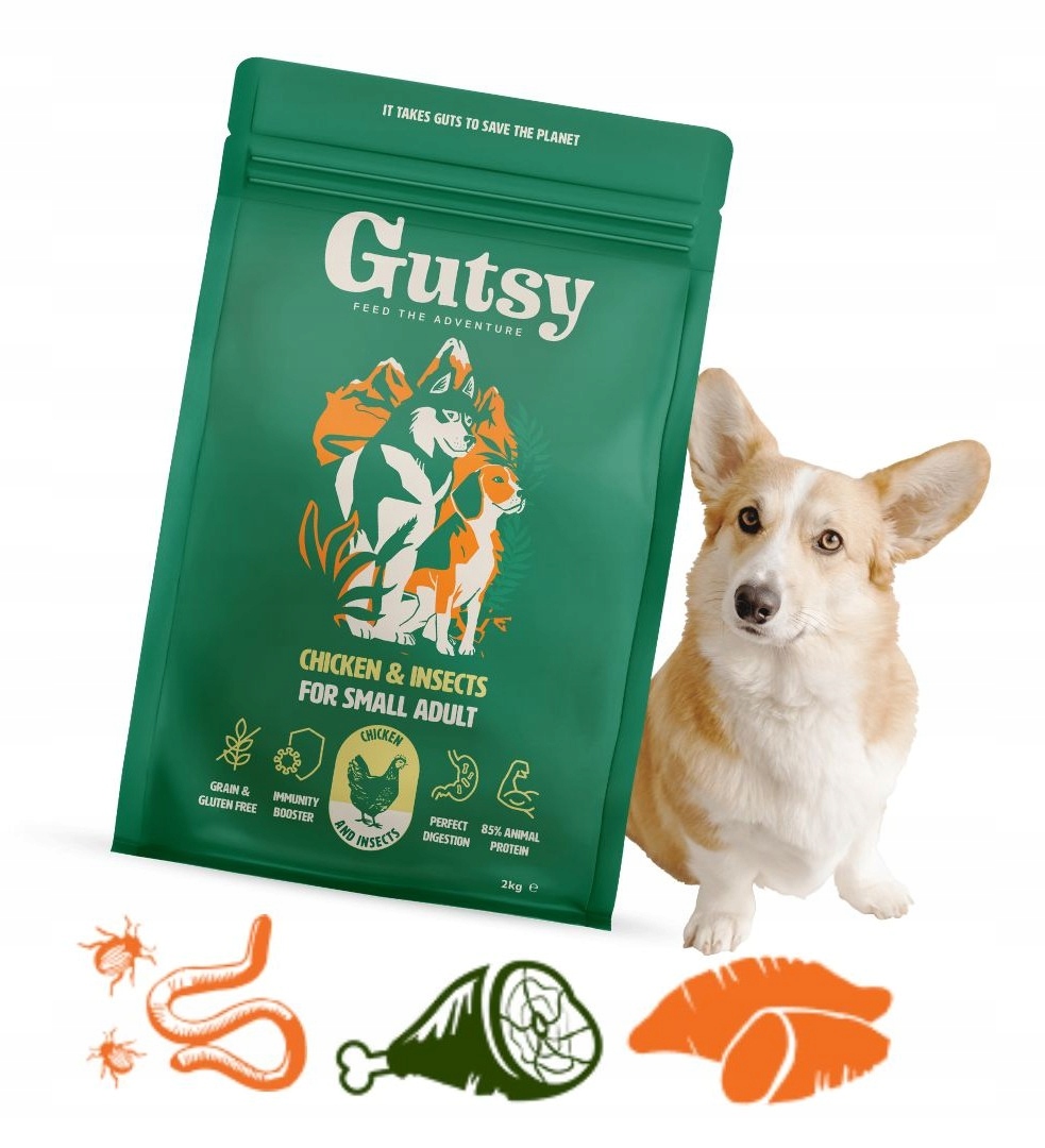 Levně Suché Krmivo krmivo pro psy Kuře s hmyzem Malá Plemena Gutsy 6 kg