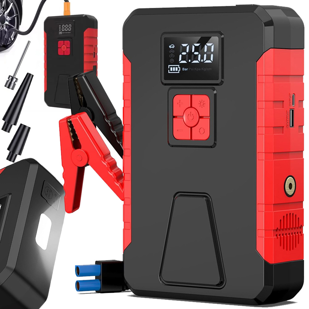 Jump Starter Kompresor Pumpička Štart Booster Powerbank Silná 29800mah 800A
