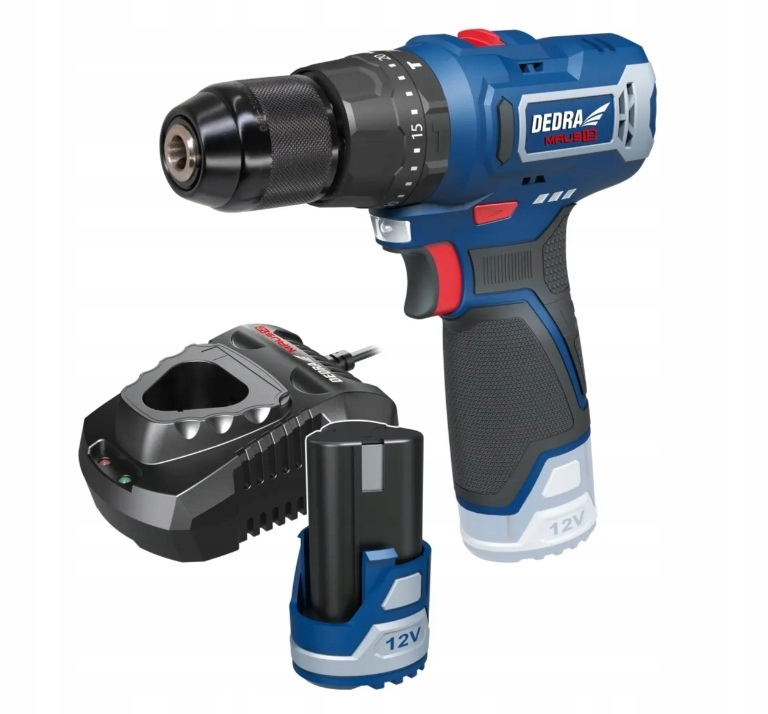Wiertarko wkrętarka udarowa akumulatorowa Dedra MAUS12 Zestaw DED7310T06