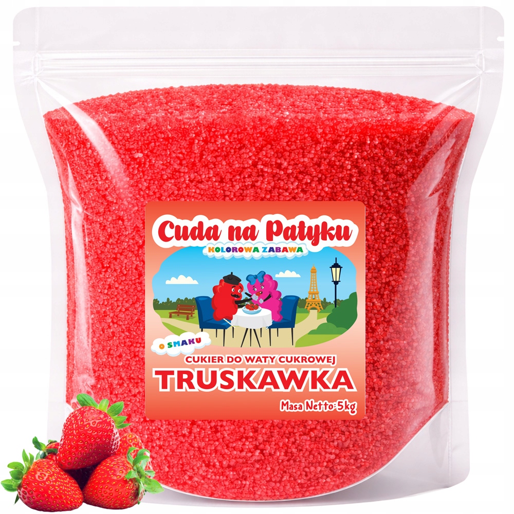 Barevný Cukr na cukrovou vatu do stroje s příchutí Jahody 5 Kg