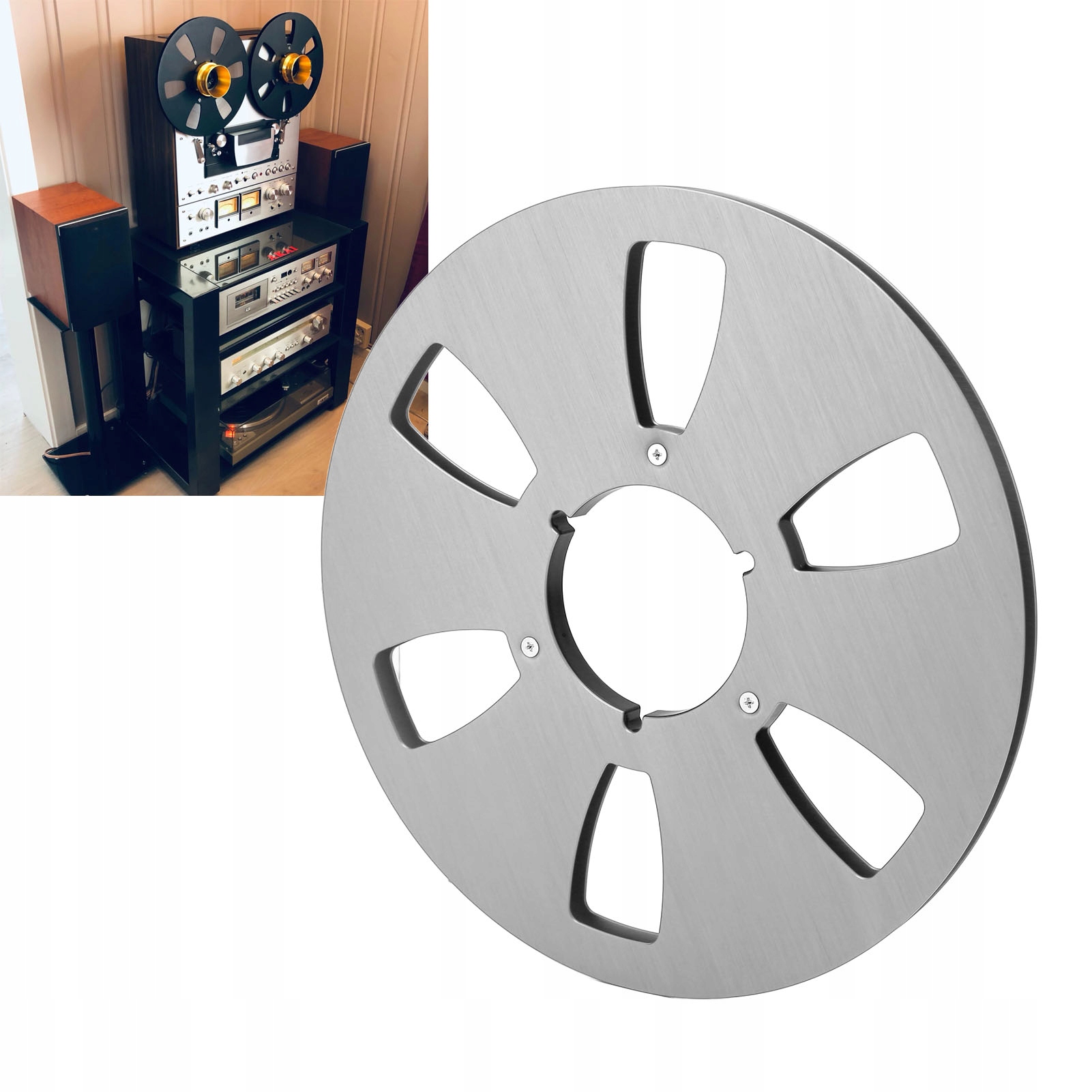 1/4 10.5CAL 6 OTWORÓW MAGNETOFON AKAI SREBRNY Szerokość taśmy 10.5