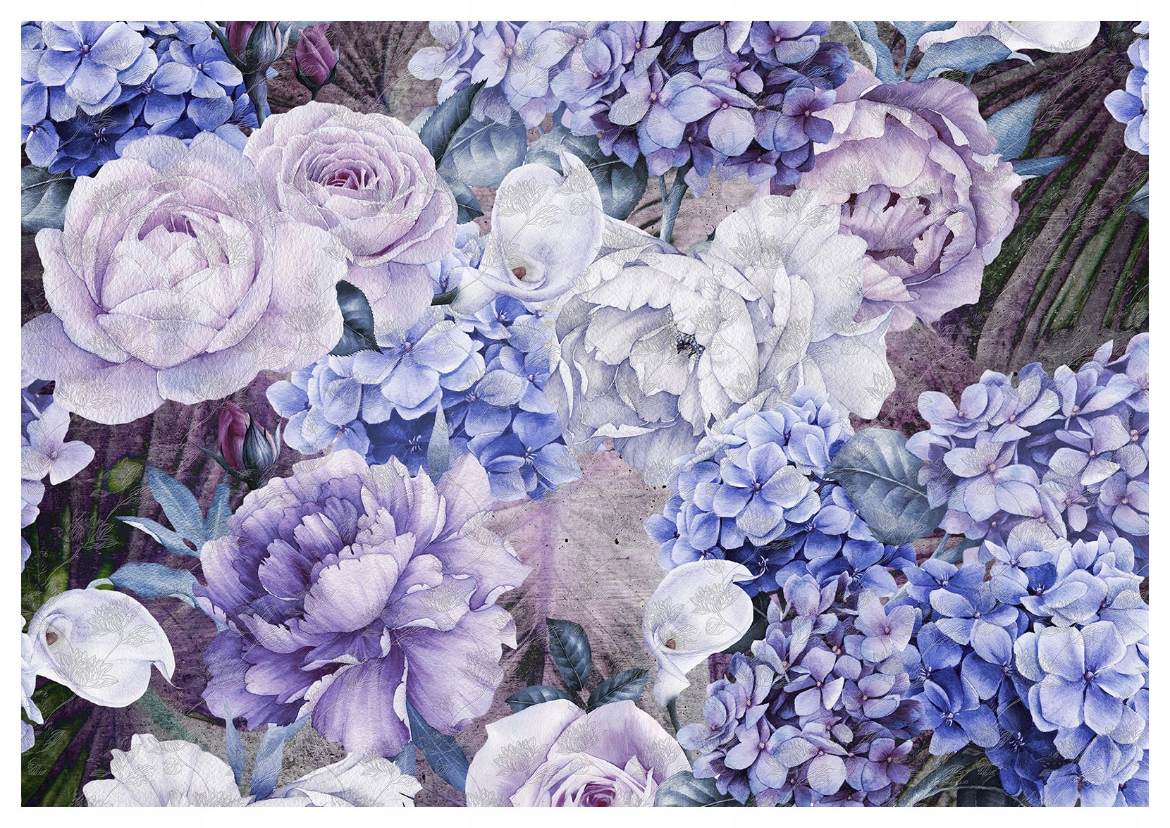 Vliesová fototapeta Fialové pivoňky růže a hortenzie 368x254 lepidlo