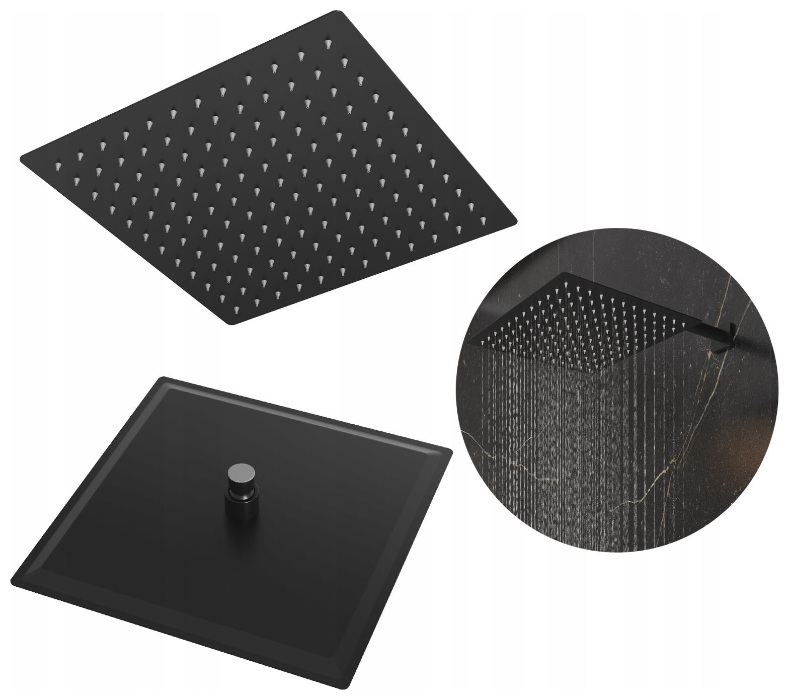 Sprchová dešťová sprcha čtvercová černá Slim pro kabiny 30 cm