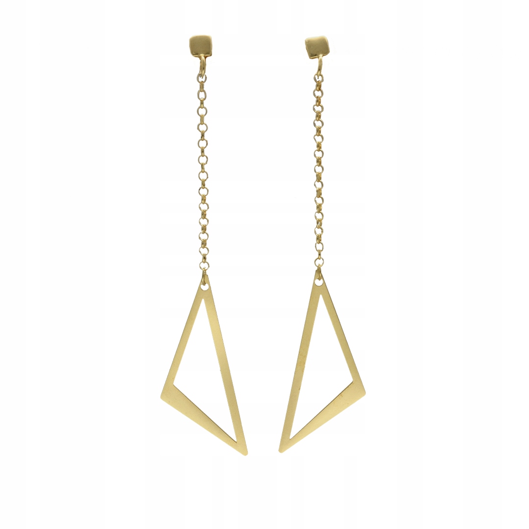 Náušnice dlouhé trojúhelníky stříbro pozlacené
