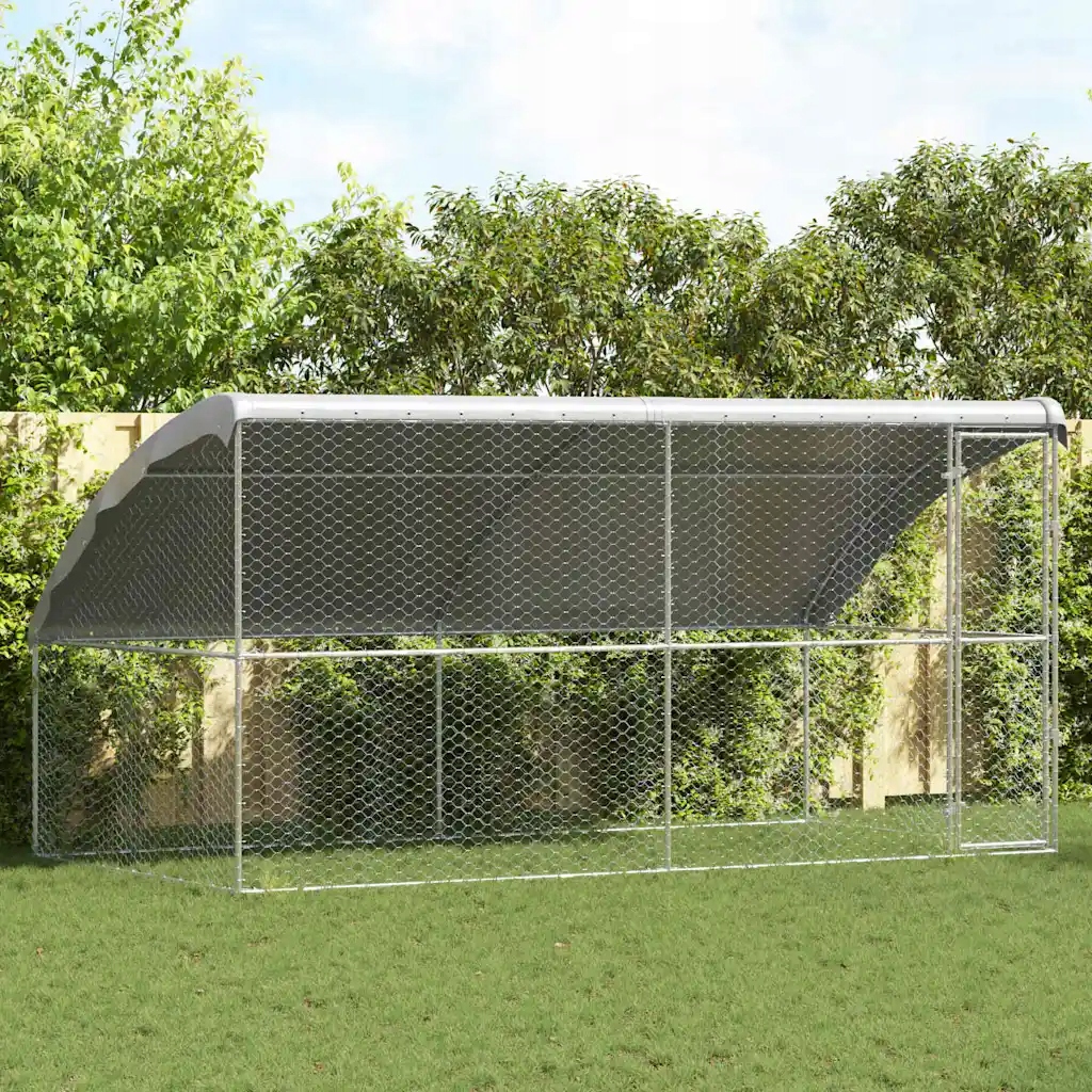 vidaXL Psí kennel 2 pcs Stříbrná 4 x 2 x 2 m Pozinkovaná ocel