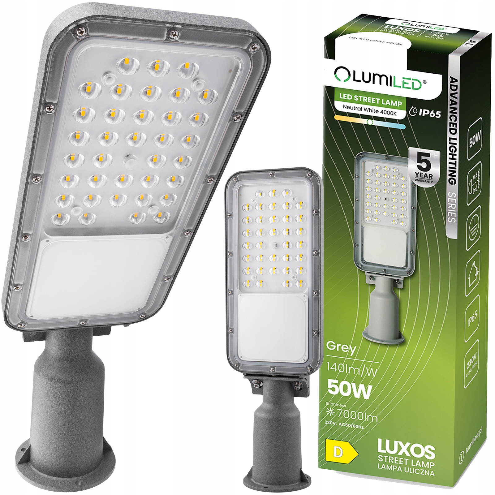 Industrijska LED ulična svetilka Cestna svetilka IP65 50W 7000lm 4000K
