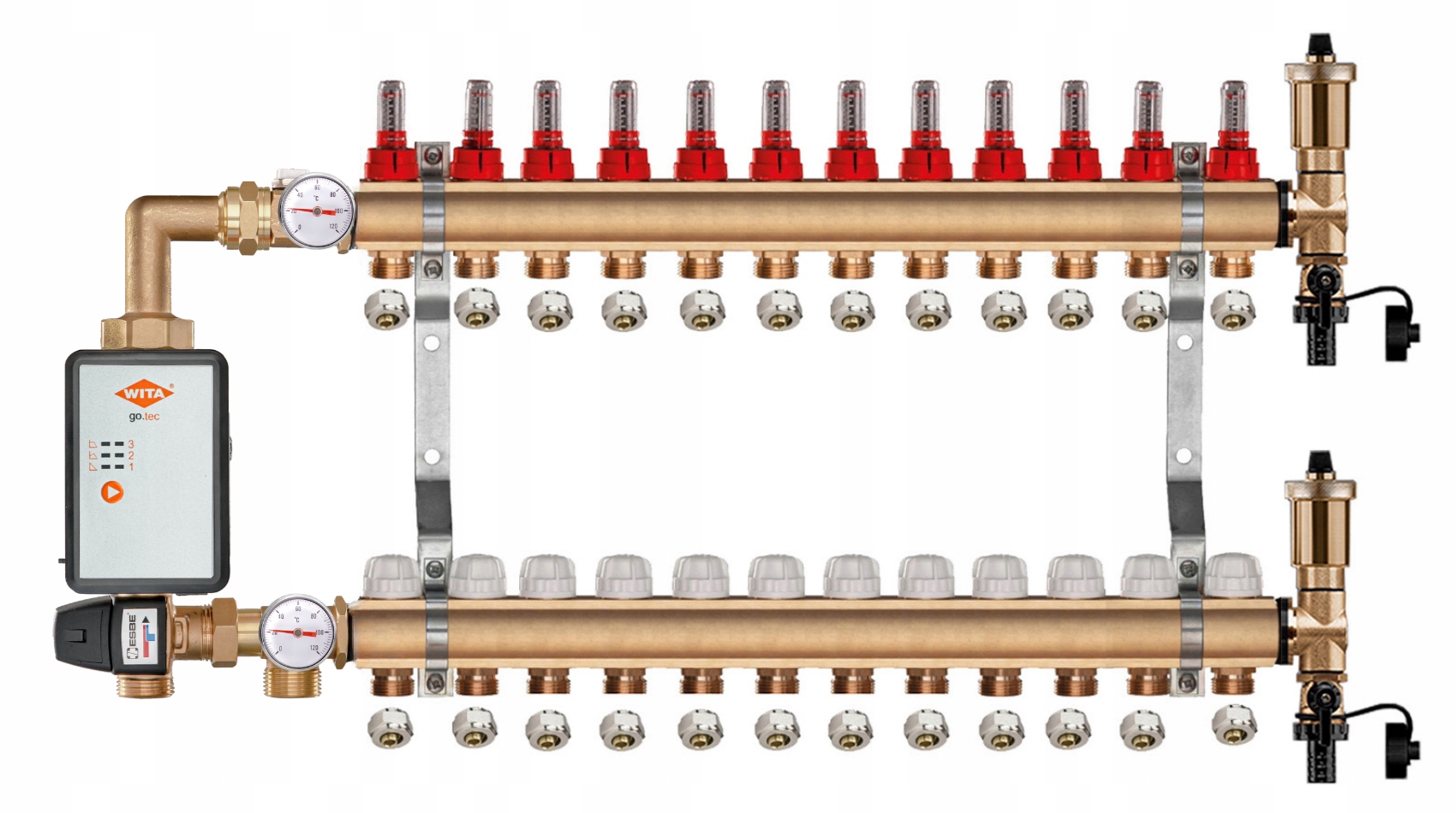 Mosazný Podlahový Rozdělovač 12 Čerpací Skupina Vítá Go.tec Pex Spojky