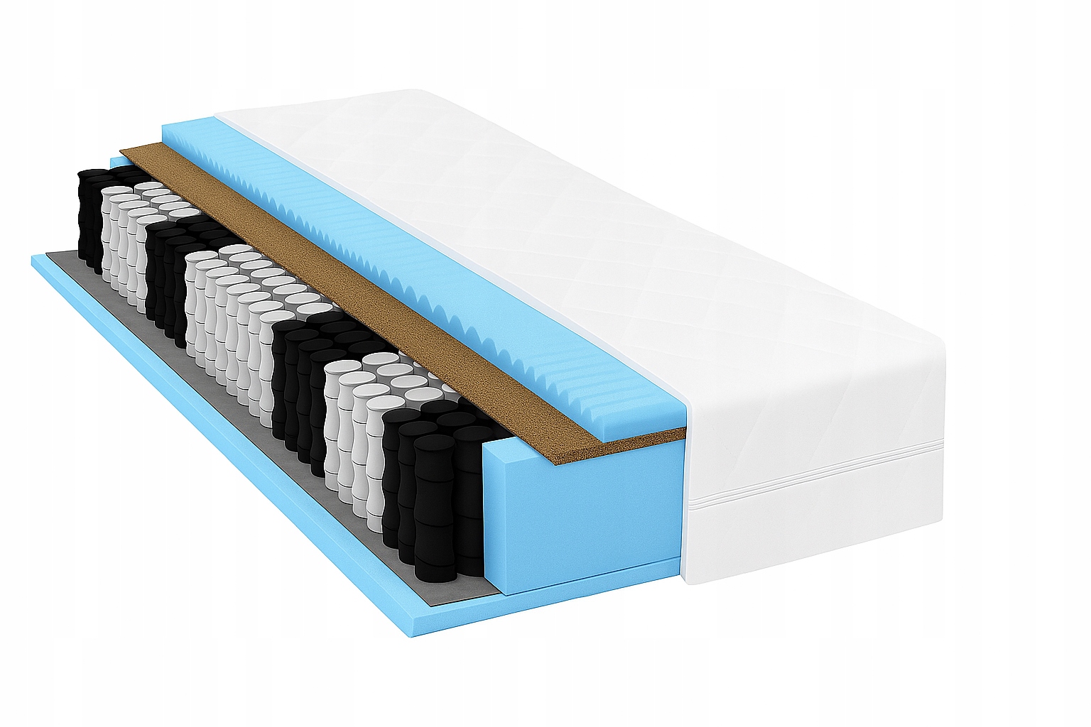 Materac 120x200 Masujący kieszeniowy średnio-twardy kokos 7 stref 24 cm H3