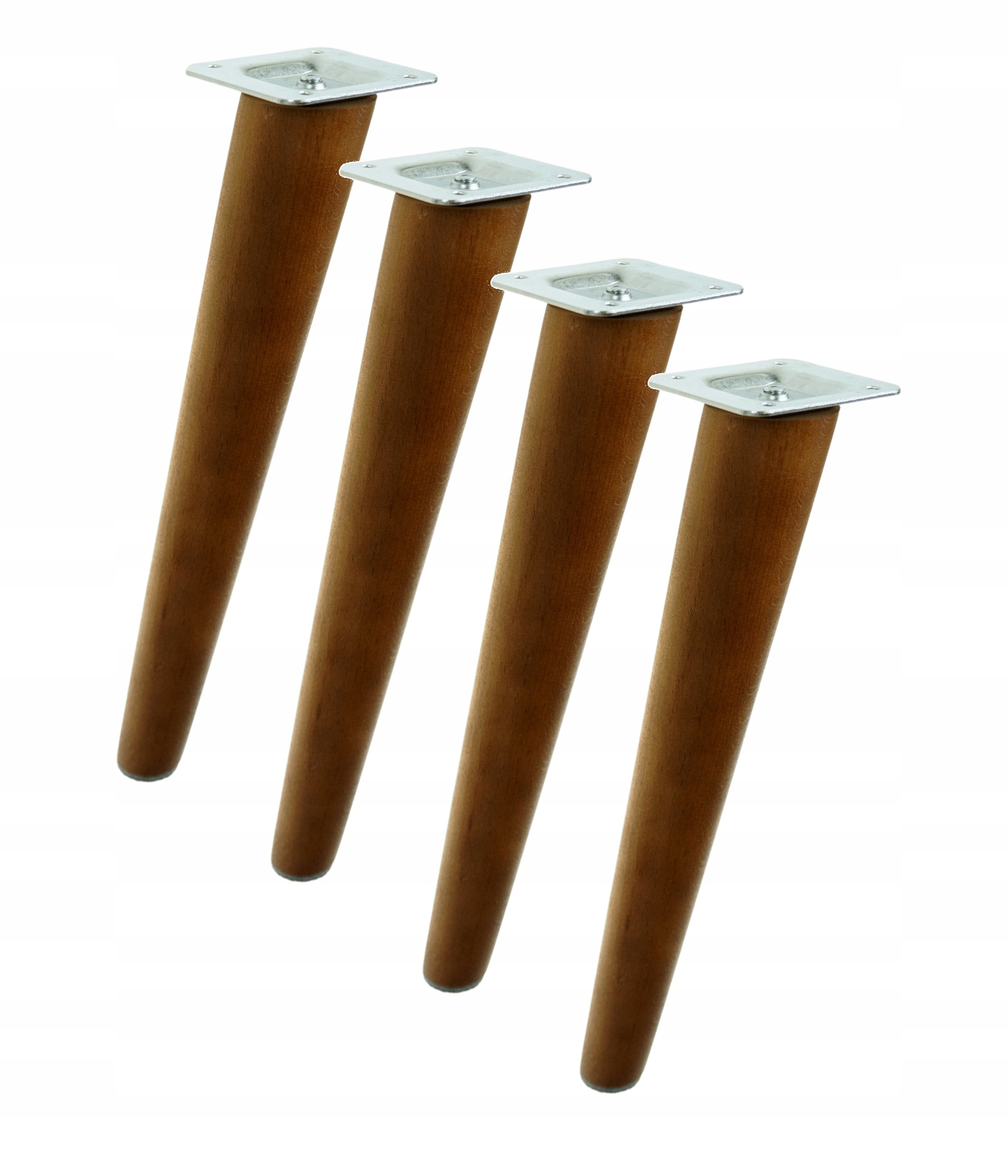 

4x nóżki skośne drewniane 35 cm z blachami orzech