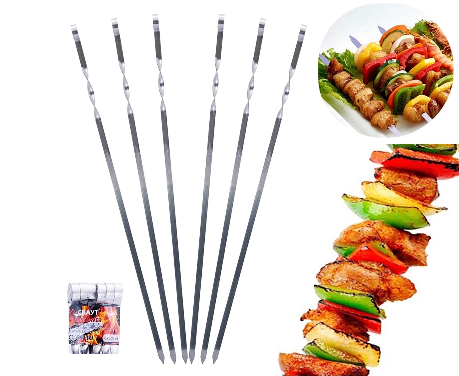 

Nierdzewne Szampury do Szaszłyków 6szt 60cm grill