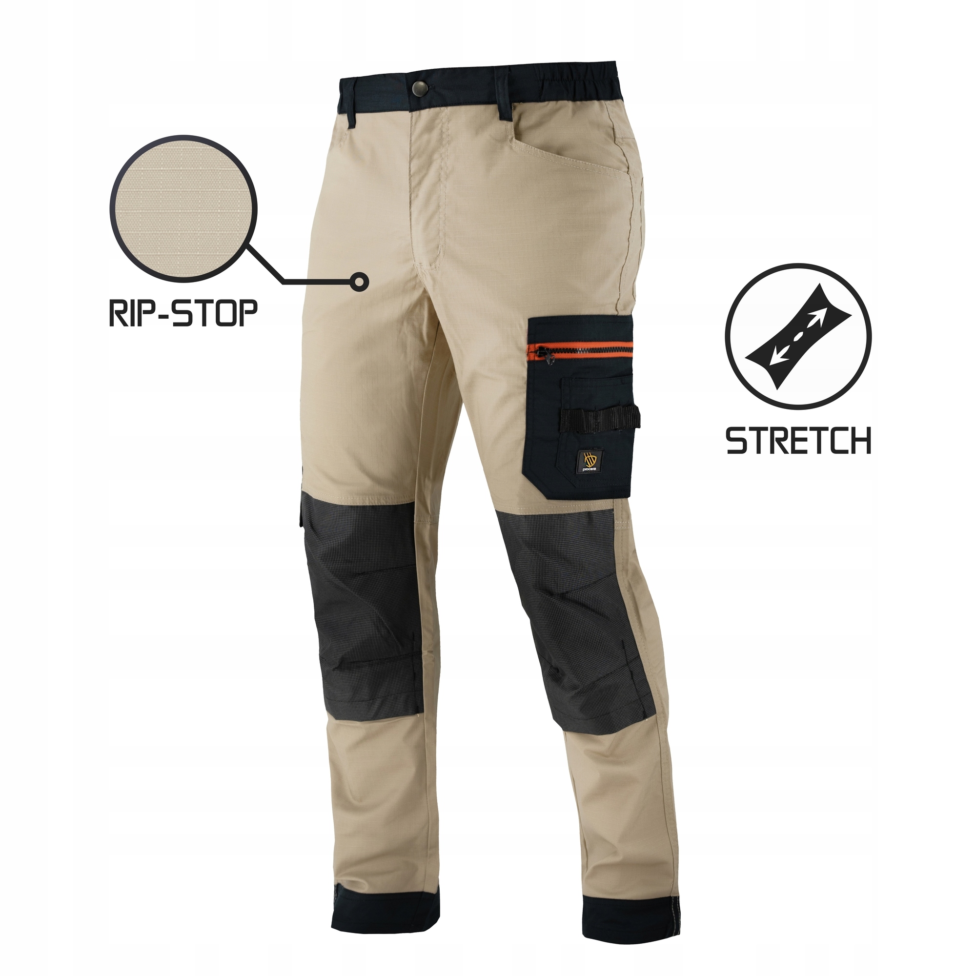 Spodnie robocze do pasa BHP MEGAWORK RIP-STOP stretch KHAKI Rozmiar 48