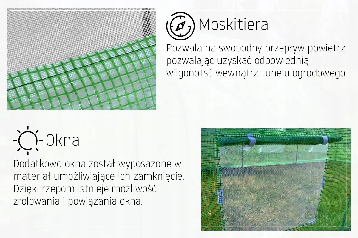 TUNEL OGRODOWY SZKLARNIA FOLIOWA FOLIAK 7M2 WZMOCNIONY SIATKA UV 2X3,5M Długość 3.5 cm