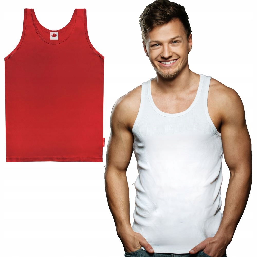 PODKOSZULKA MĘSKA BEZ RĘKAWÓW CZEWRWONA PODKOSZULEK NA RAMIĄCZKACH XL Marka inna