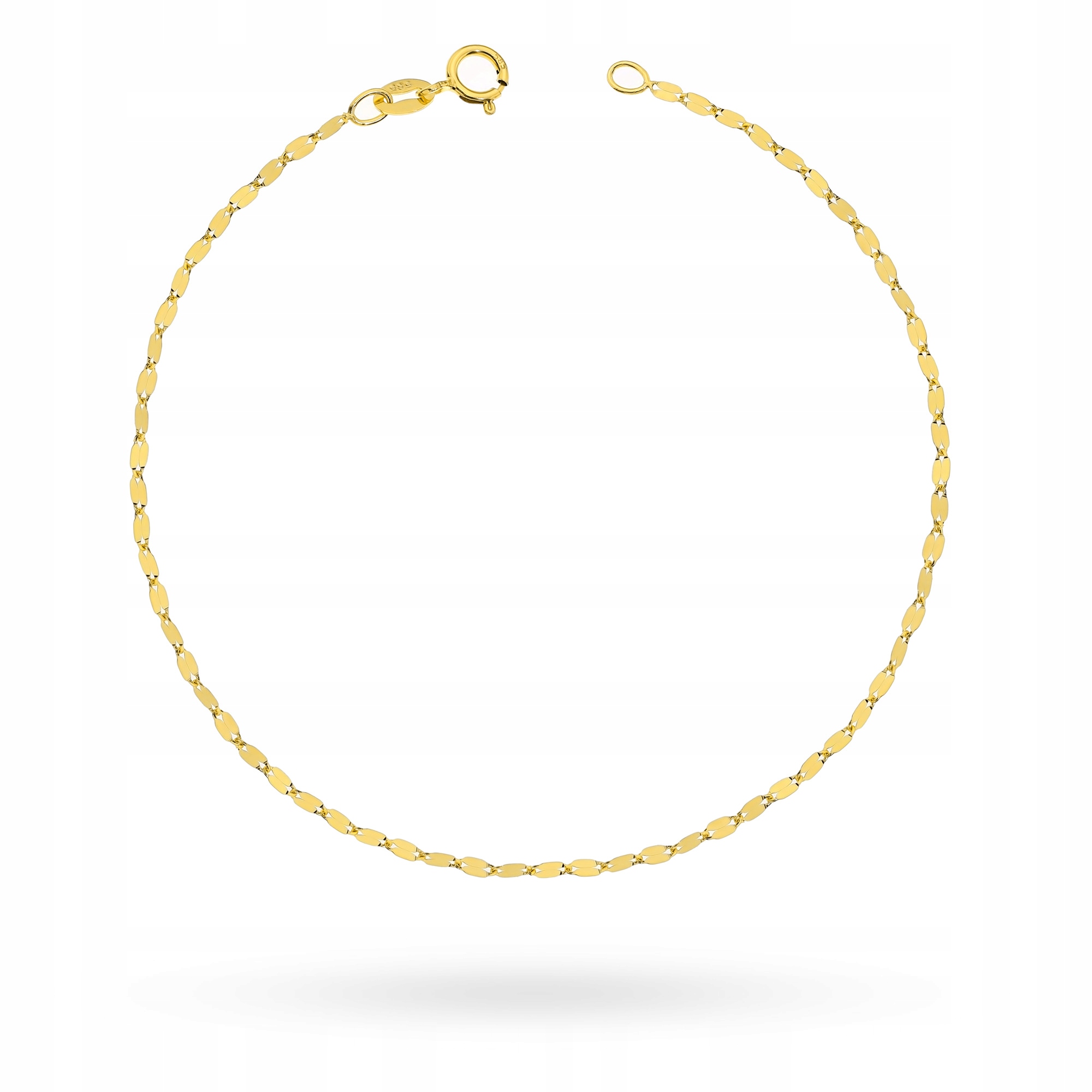 Zlatý Náramek Dámský pr. 585 14k Řetízek Káva Lesklé plechy 17 cm