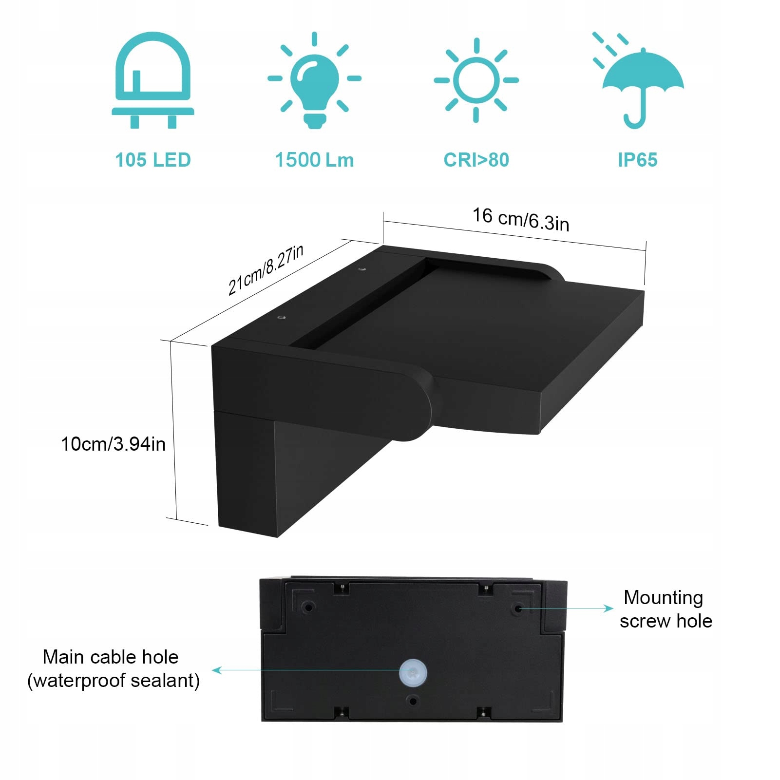 KLIGHTEN Lampa Ścienna LED 24W Zewnętrzna Dimmowalna IP65 z Aplikacją