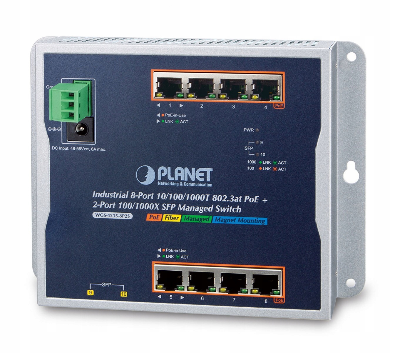 Planet WGS-4215-8P2S spravovateľný prepínač Gigabit Ethernet (10/100/1000)