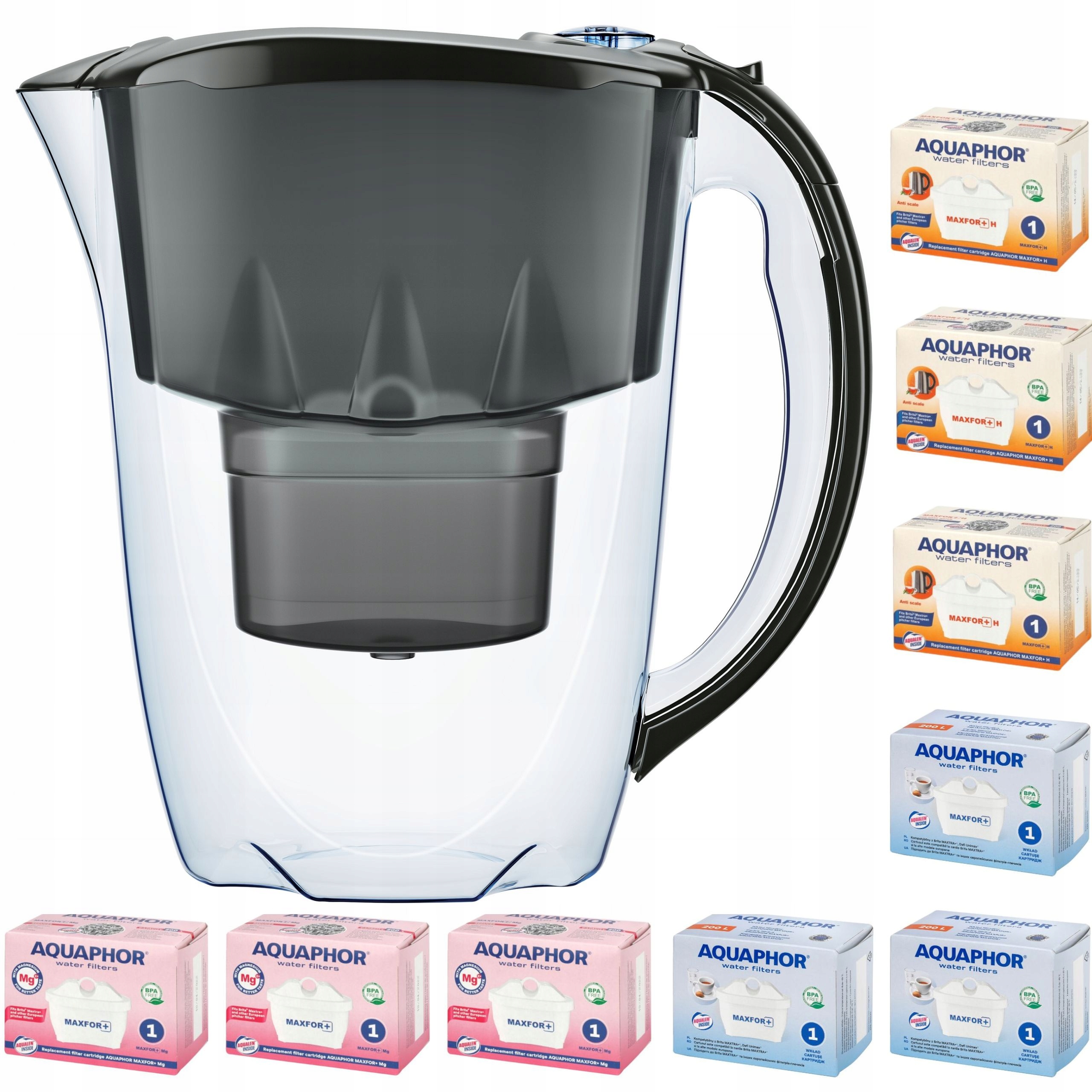 Filtrační konvice Aquaphor Amethyst 2,8 l 9 náplní (3 3H 3Mg), černá