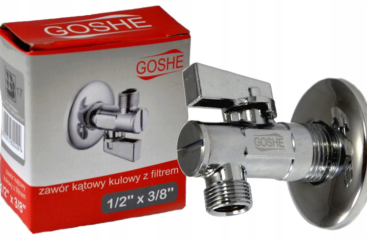 ZAWOREK KULOWY KĄTOWY Z FILTREM GOSHE 1/2 x 3/8